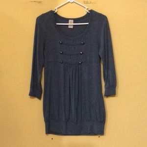 Blue sweater with buttons detailing
